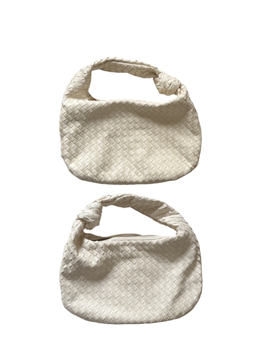 Urban Expressions Cream Woven Shoulder Bag with Knotted Handle